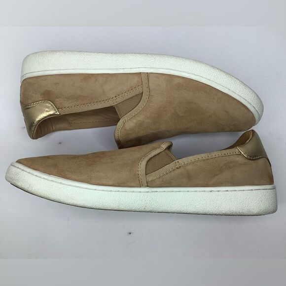 UGG Australia Shoes Tan/Gold Suede Leather Jass Sneakers Slip On Women Sz 10 - Picture 6 of 10